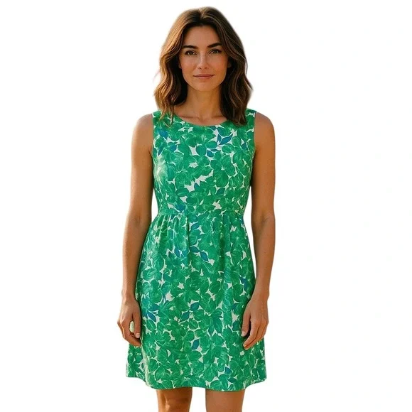 Boden | Dresses | Boden Dress Size 4 Sleeveless Sheath Green Leaf Pattern  Silk Rayon Knee Length | Poshmark